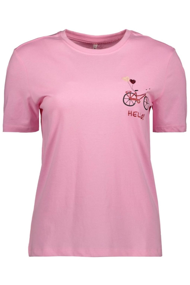 ONL30 KITA LIFE S/S HEART BOX TOP J 15367573 Begonia Pink/Hello bike